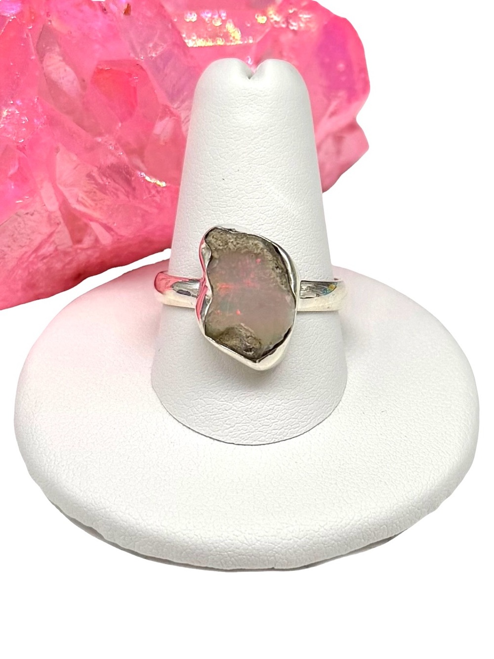 Rough Ethiopian Fire Opal Ring Size 9 Solid 925 Sterling Silver Raw Stone